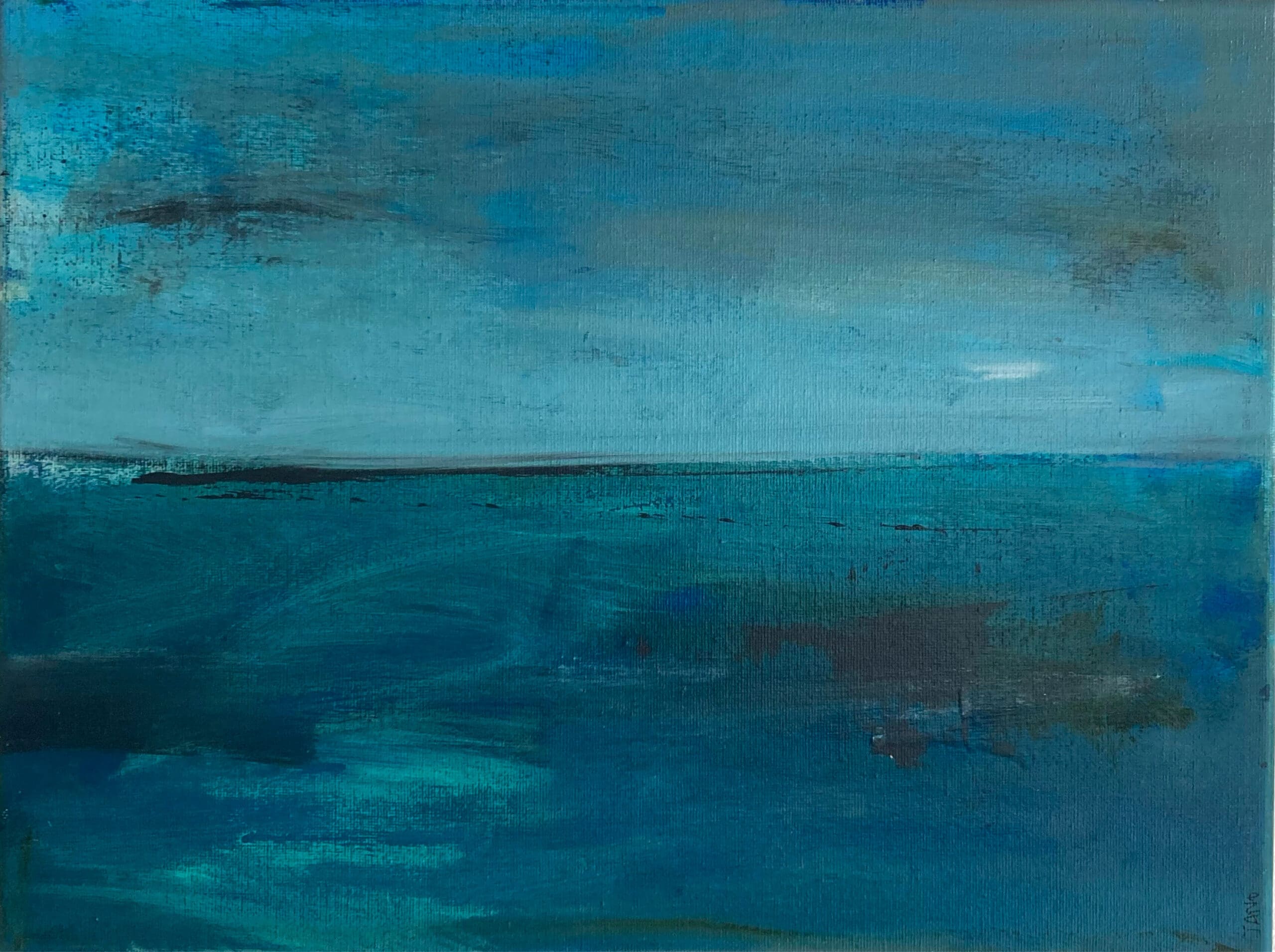 The Silent Blue (40cm) - Minimalist Seascape Cool Neutral Abstract Art