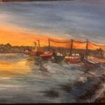 Skerries harbour at dusk