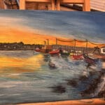 Skerries harbour at dusk