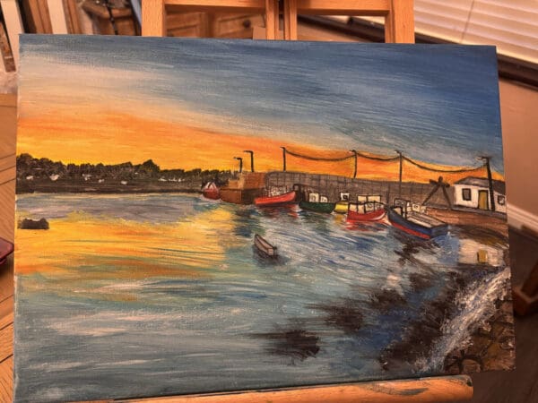 Skerries harbour at dusk