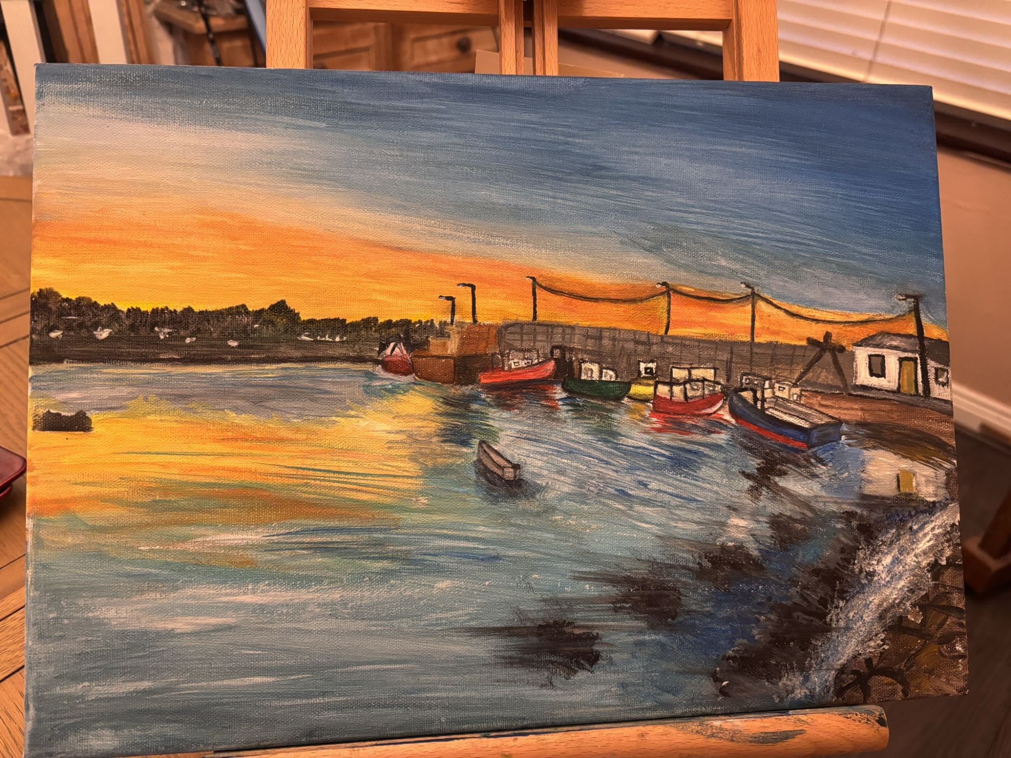 Skerries harbour at dusk