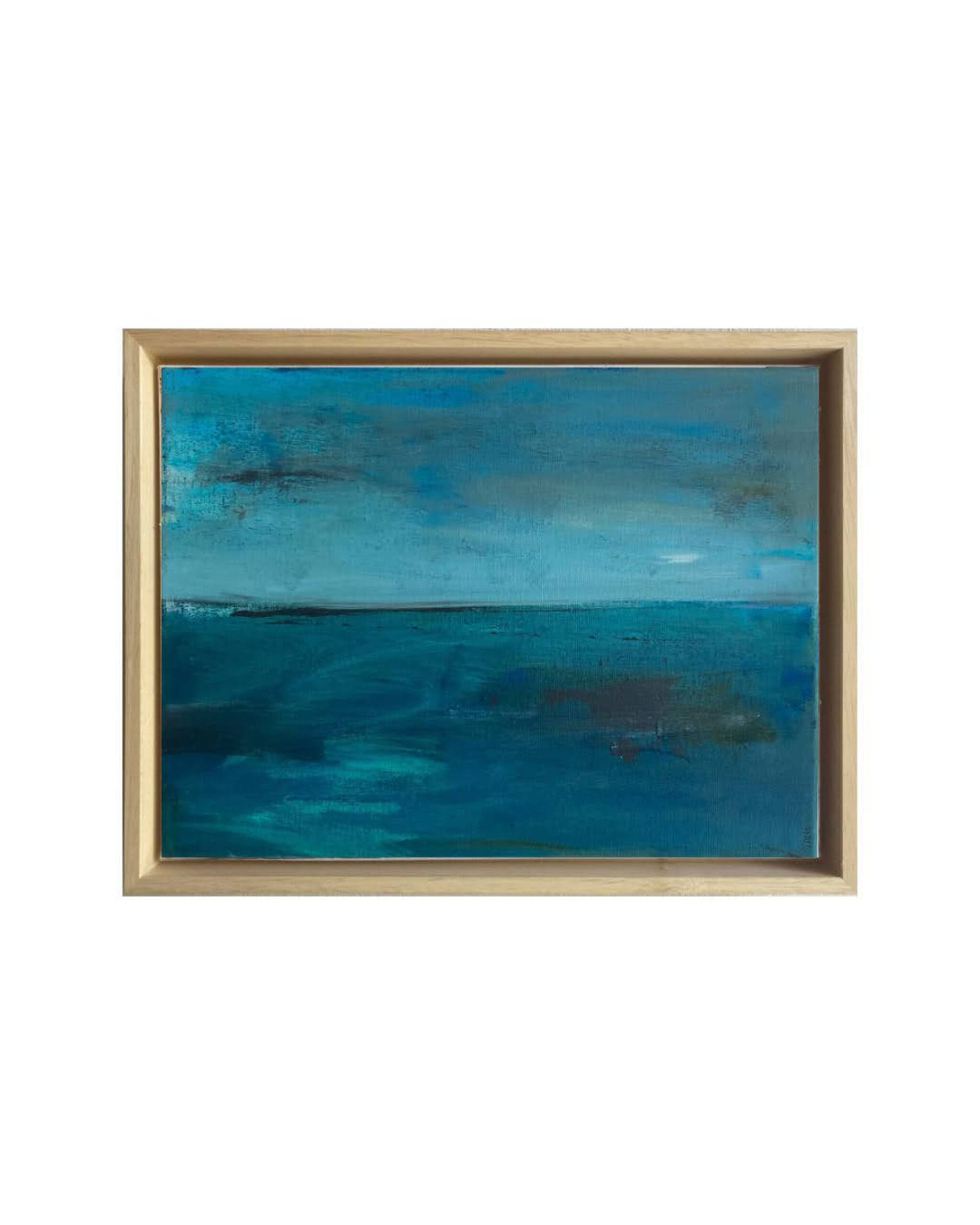 The Silent Blue (40cm) - Minimalist Seascape Cool Neutral Abstract Art - Image 2
